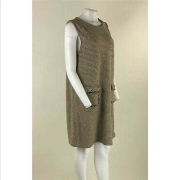 J Jill Tweed Sweater‎ Midi Sleeveless Dress Beige Womens Size S Pockets - Picture 6 of 11